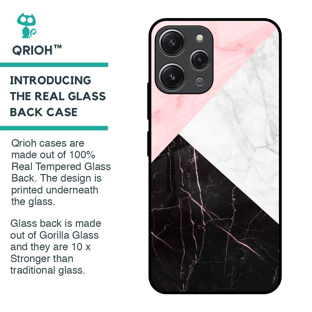 Marble Collage Art Glass Case For Redmi 12