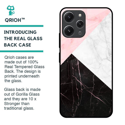 Marble Collage Art Glass Case For Redmi 12