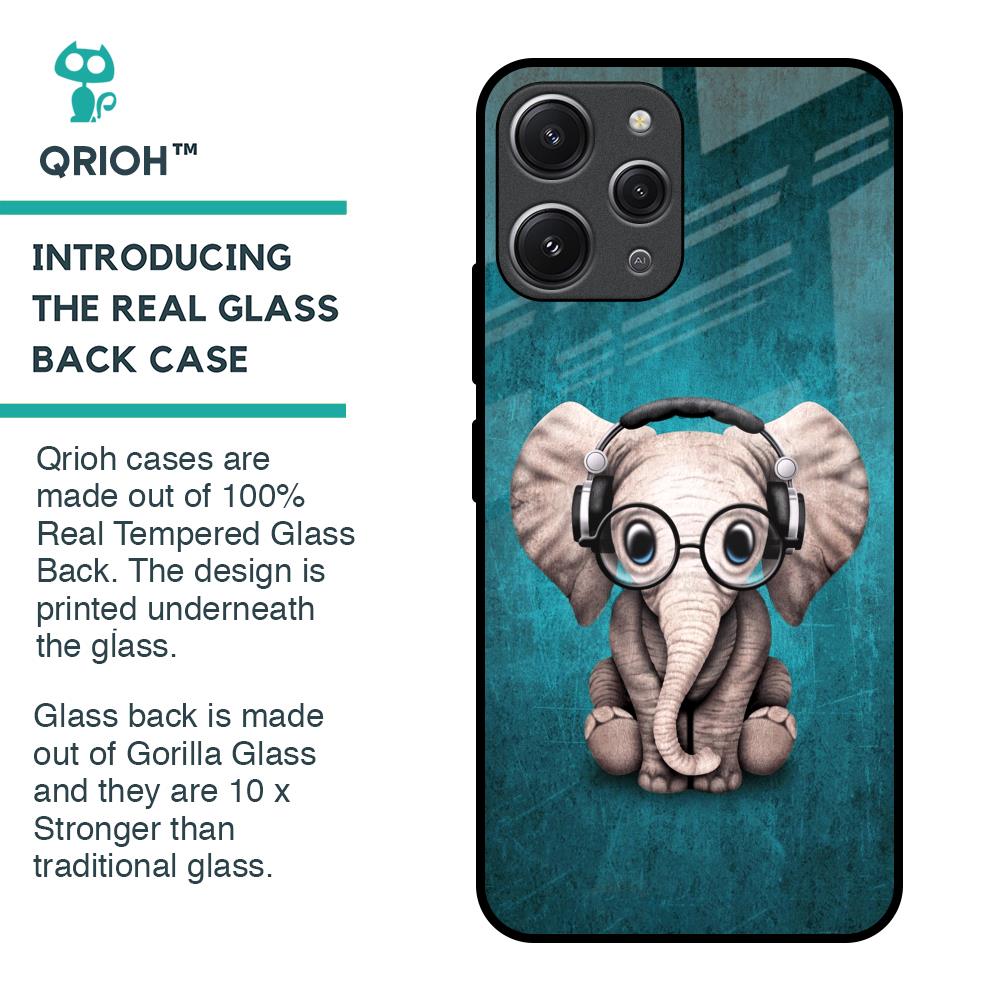 Adorable Baby Elephant Glass Case For Redmi 12