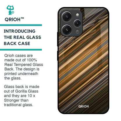 Diagonal Slash Pattern Glass Case for Redmi 12
