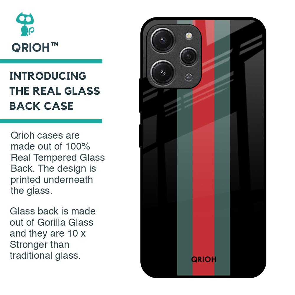 Vertical Stripes Glass Case for Redmi 12