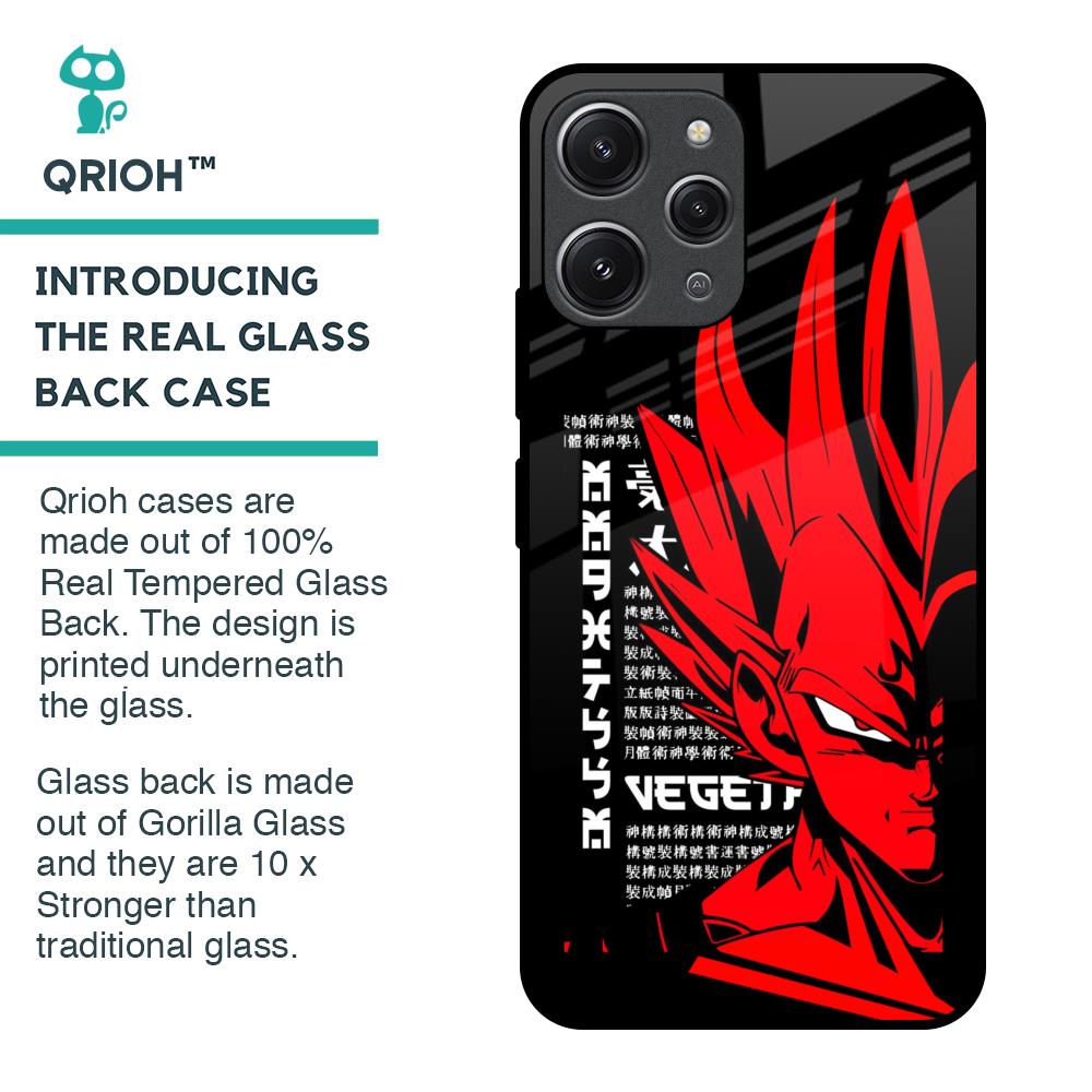 Red Vegeta Glass Case for Redmi 12