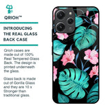 Tropical Leaves & Pink Flowers Glass Case for Redmi 12