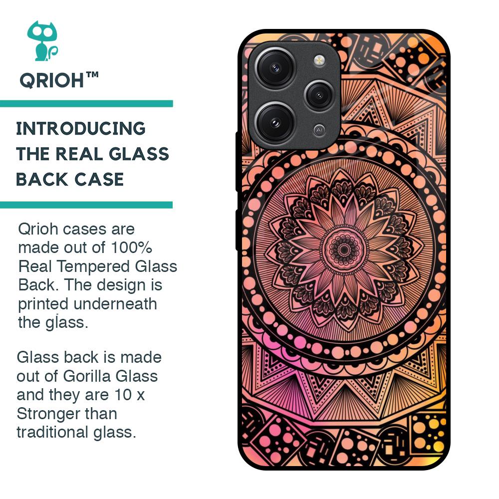 Floral Mandala Glass Case for Redmi 12