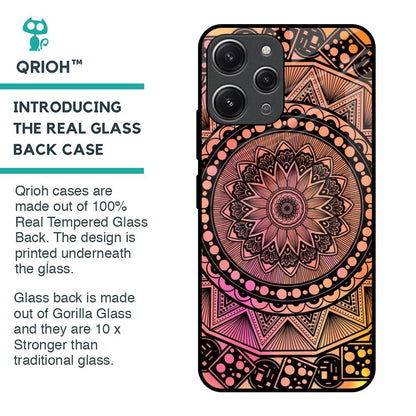 Floral Mandala Glass Case for Redmi 12