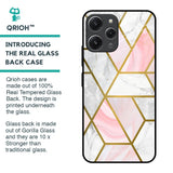 Geometrical Marble Glass Case for Redmi 12