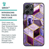Purple Rhombus Marble Glass Case for Redmi 12