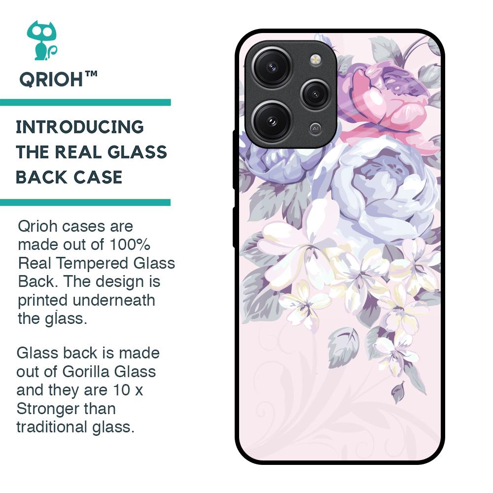 Elegant Floral Glass Case for Redmi 12