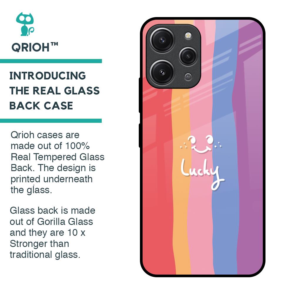 Lucky Abstract Glass Case for Redmi 12