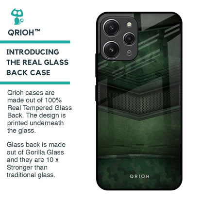 Green Leather Glass Case for Redmi 12