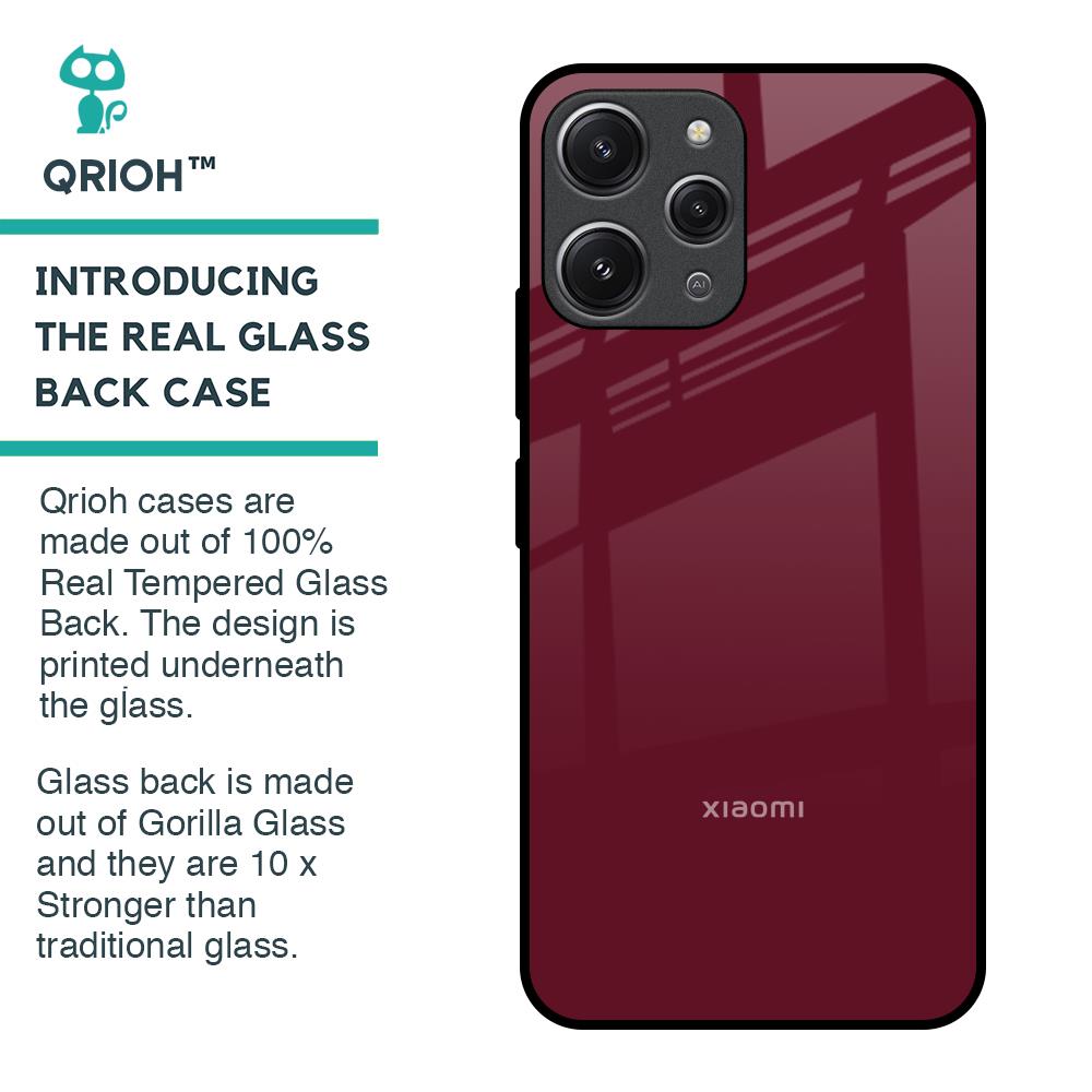 Classic Burgundy Glass Case for Redmi 12