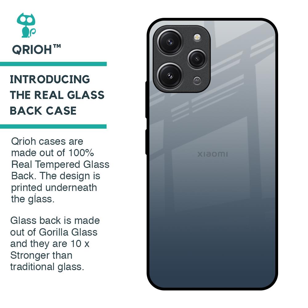 Smokey Grey Color Glass Case For Redmi 12