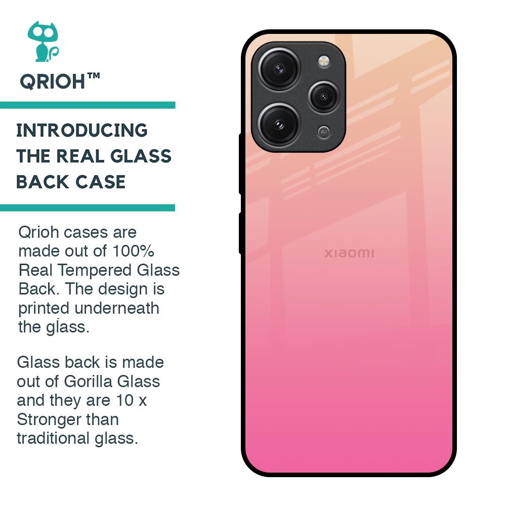 Pastel Pink Gradient Glass Case For Redmi 12