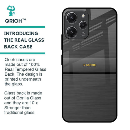 Grey Metallic Glass Case For Redmi 12