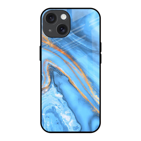 Vibrant Blue Marble iPhone 15 Glass Back Cover Online