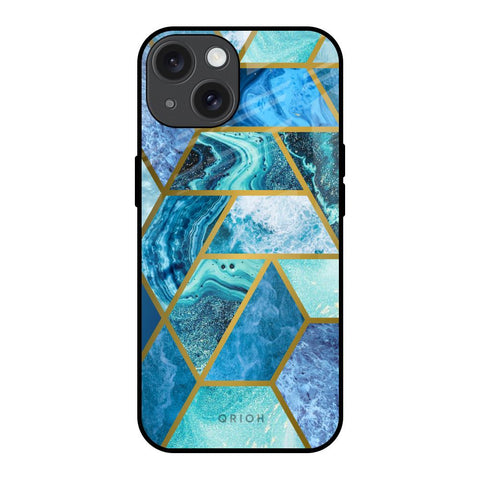 Turquoise Geometrical Marble iPhone 15 Glass Back Cover Online