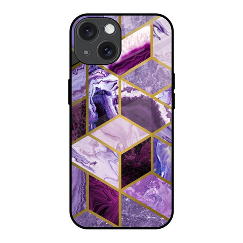 Purple Rhombus Marble iPhone 15 Glass Back Cover Online