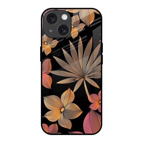Lines Pattern Flowers iPhone 15 Glass Back Cover Online