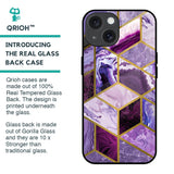 Purple Rhombus Marble Glass Case for iPhone 15