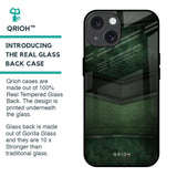 Green Leather Glass Case for iPhone 15