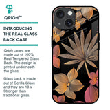 Lines Pattern Flowers Glass Case for iPhone 15