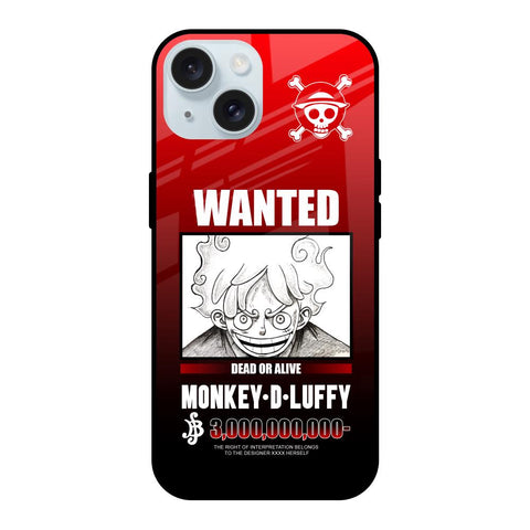 Luffy Wanted iPhone 15 Glass Back Cover Online