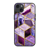 Purple Rhombus Marble iPhone 15 Plus Glass Back Cover Online
