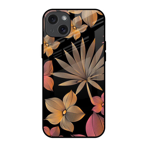 Lines Pattern Flowers iPhone 15 Plus Glass Back Cover Online