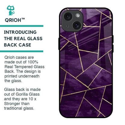 Geometric Purple Glass Case For iPhone 15 Plus