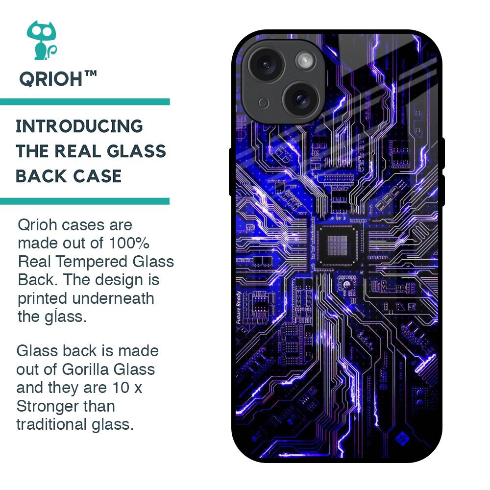 Techno Color Pattern Glass Case For iPhone 15 Plus