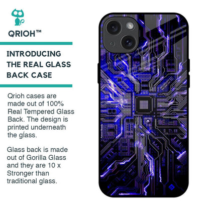 Techno Color Pattern Glass Case For iPhone 15 Plus