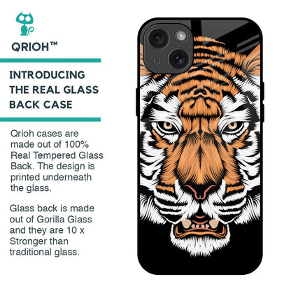 Angry Tiger Glass Case For iPhone 15 Plus