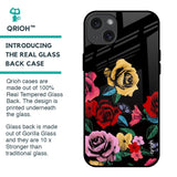 Floral Decorative Glass Case For iPhone 15 Plus