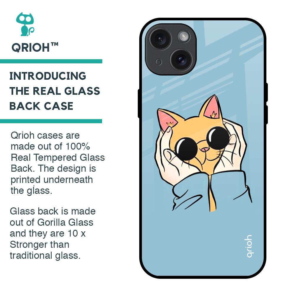 Adorable Cute Kitty Glass Case For iPhone 15 Plus