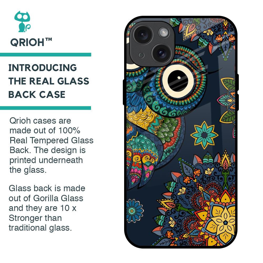 Owl Art Glass Case for iPhone 15 Plus