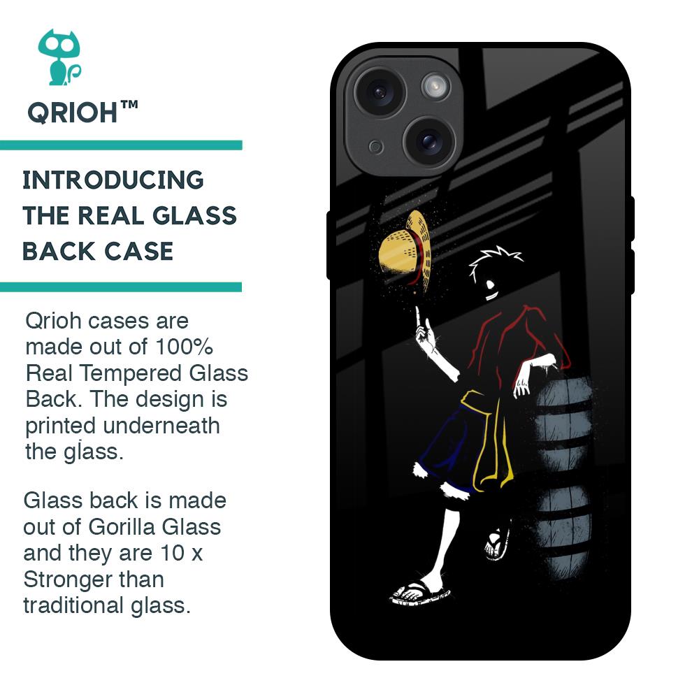 Luffy Line Art Glass Case for iPhone 15 Plus