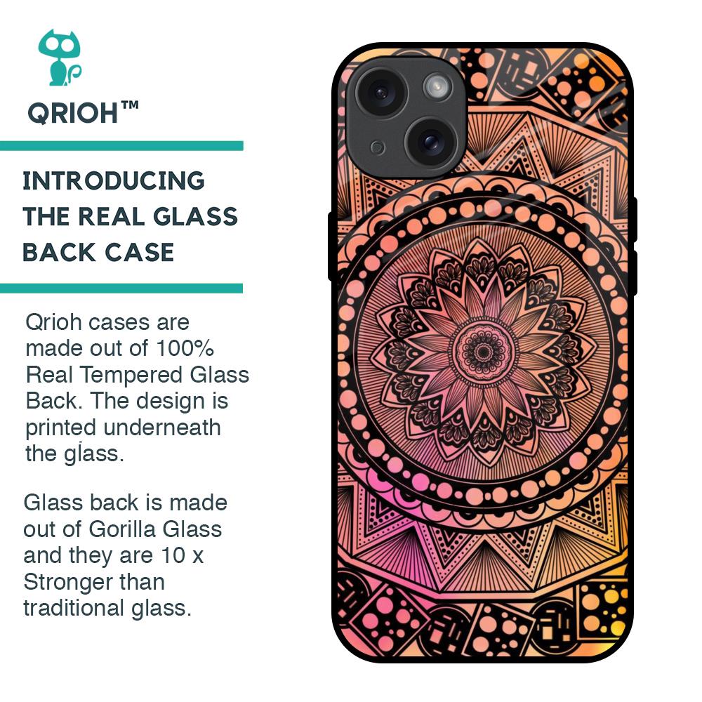 Floral Mandala Glass Case for iPhone 15 Plus
