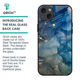Blue Cool Marble Glass Case for iPhone 15 Plus