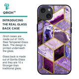 Purple Rhombus Marble Glass Case for iPhone 15 Plus