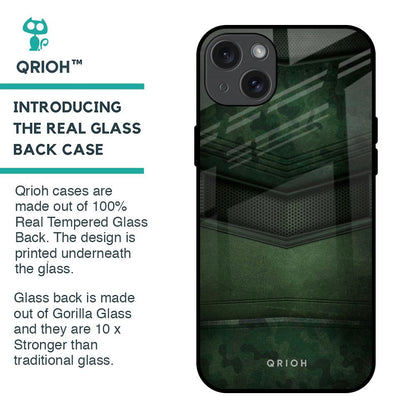 Green Leather Glass Case for iPhone 15 Plus