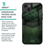 Green Leather Glass Case for iPhone 15 Plus