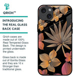 Lines Pattern Flowers Glass Case for iPhone 15 Plus