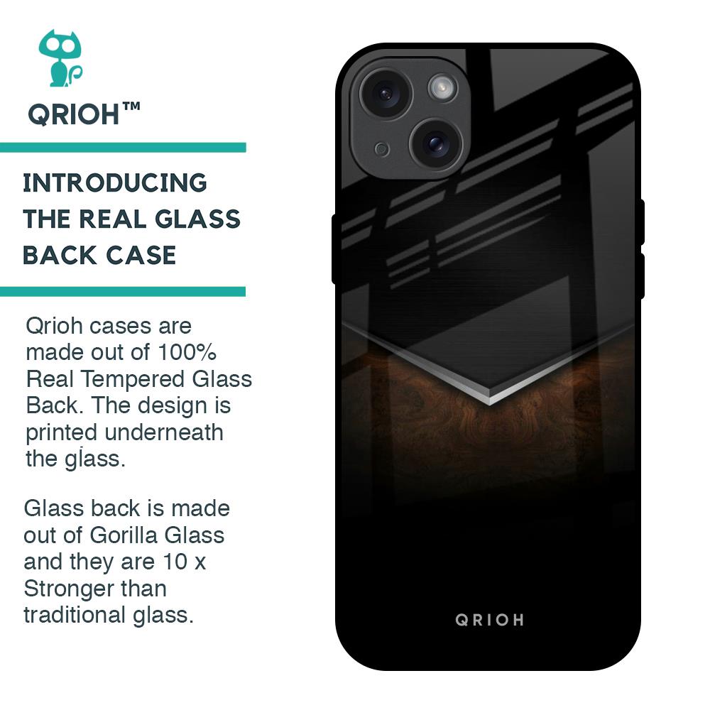 Dark Walnut Glass Case for iPhone 15 Plus