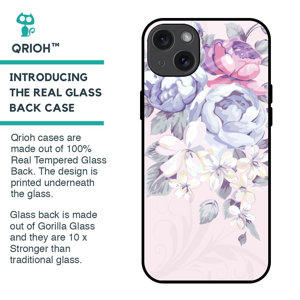 Elegant Floral Glass Case for iPhone 15 Plus