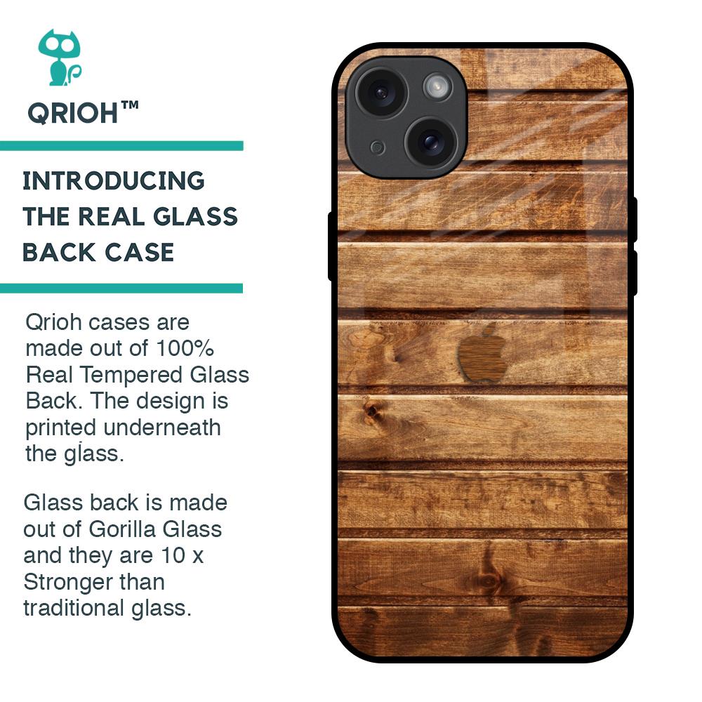 Wooden Planks Glass Case for iPhone 15 Plus