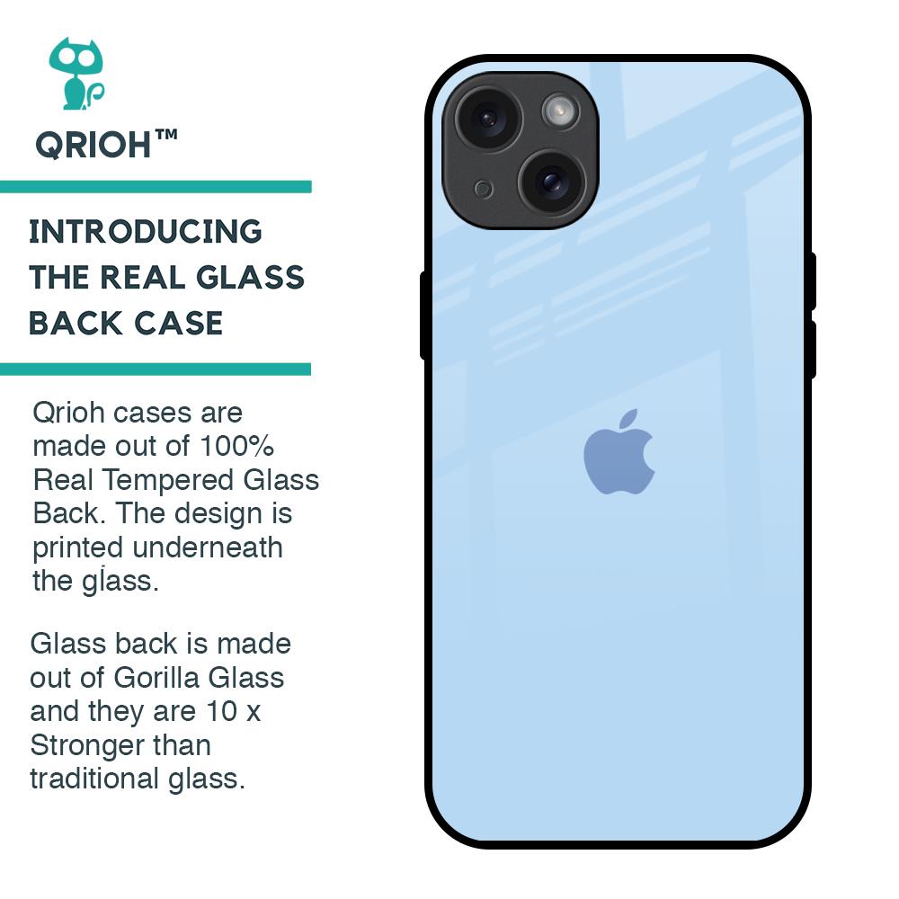 Pastel Sky Blue Glass Case for iPhone 15 Plus