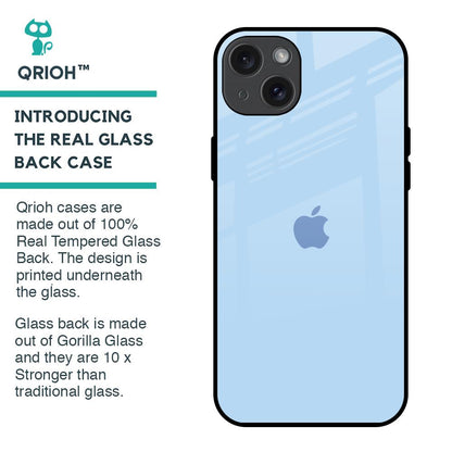 Pastel Sky Blue Glass Case for iPhone 15 Plus