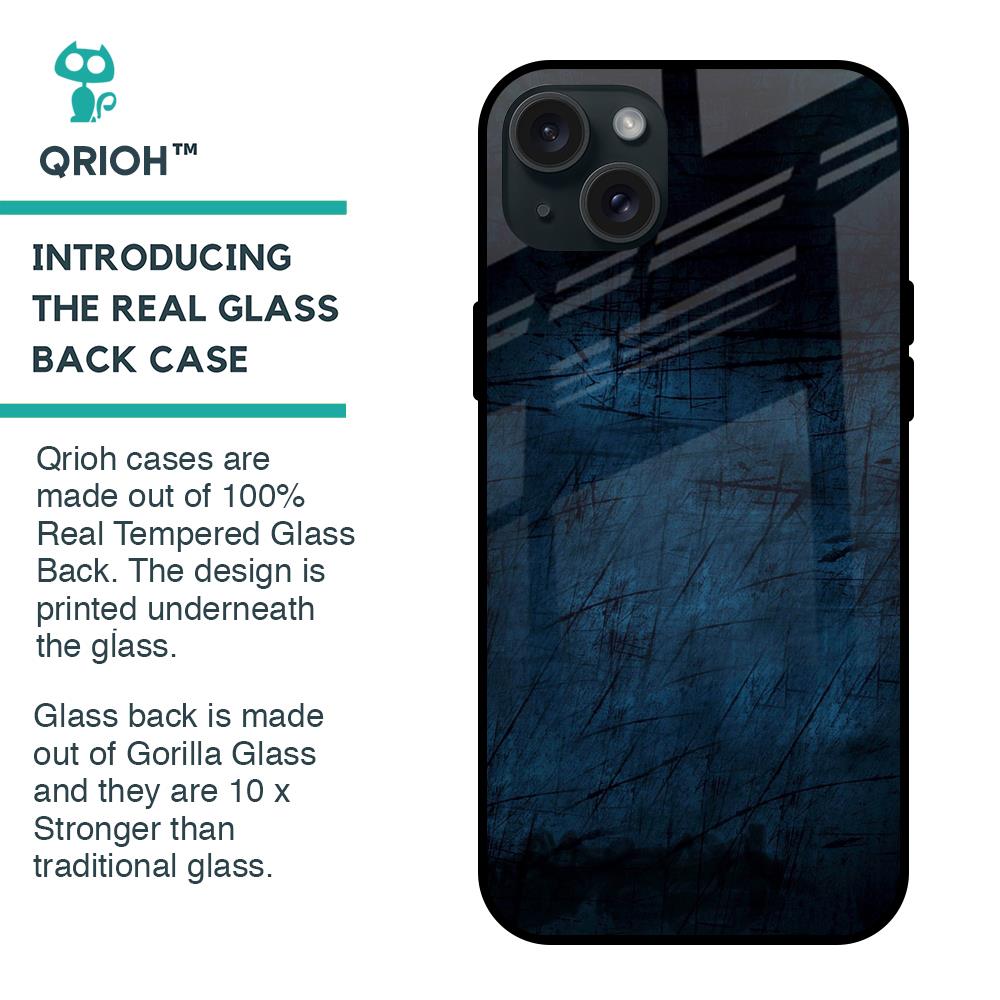 Dark Blue Grunge Glass Case for iPhone 15 Plus