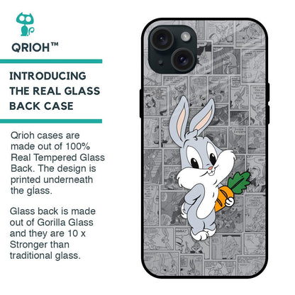 Cute Baby Bunny Glass Case for iPhone 15 Plus