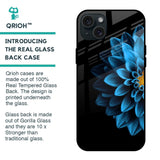 Half Blue Flower Glass Case for iPhone 15 Plus